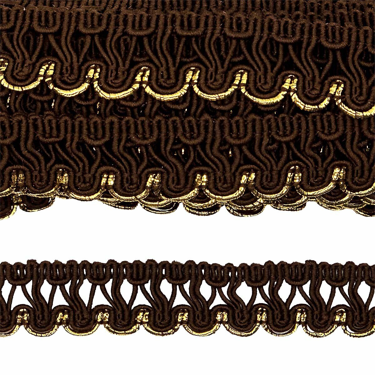 Тесьма вязаная отделочная Нудольская фабрика, С919, 15мм*10м (коричневый)