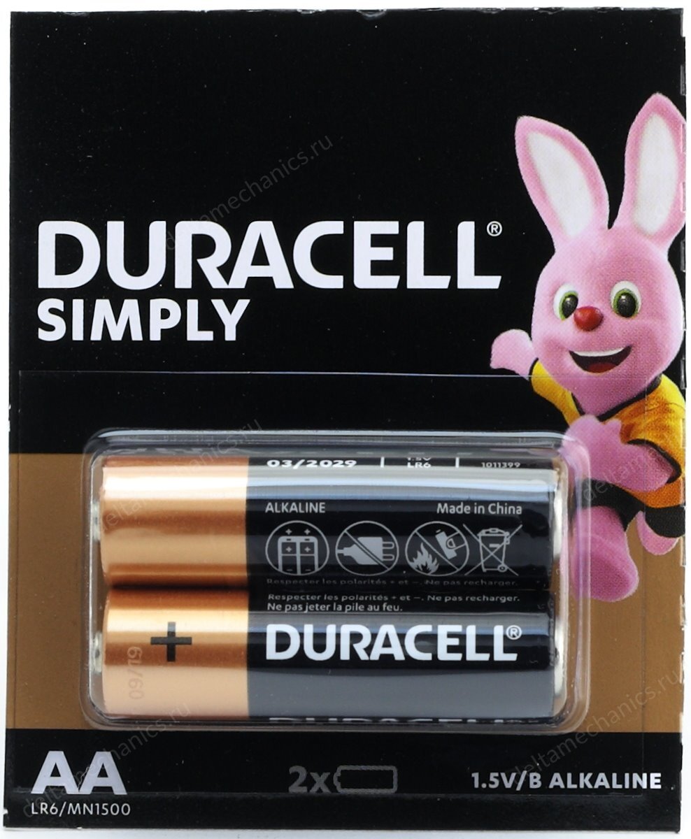 AA (LR06) Duracell Basic MN1500, 1.5V, упаковка 2шт.