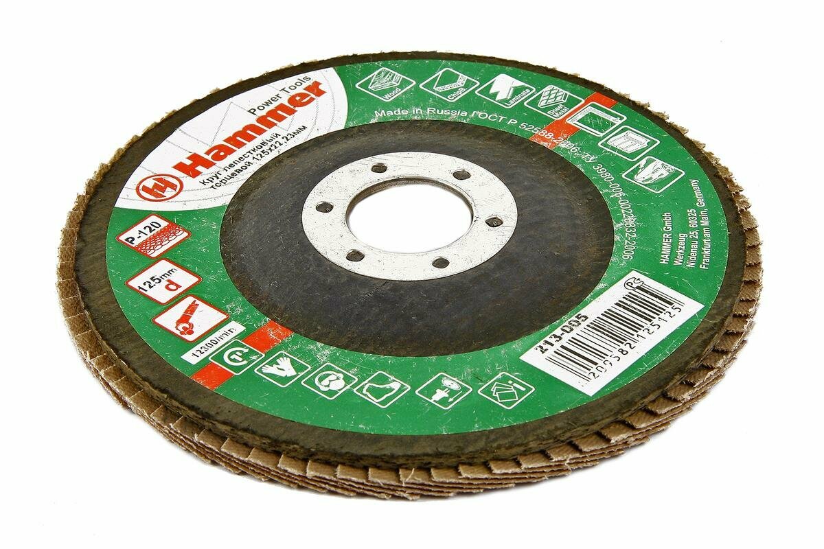 фото Hammer Круг лепестковый КЛТ 125х22 мм, P100, Hammer Flex, 213-004, 29434