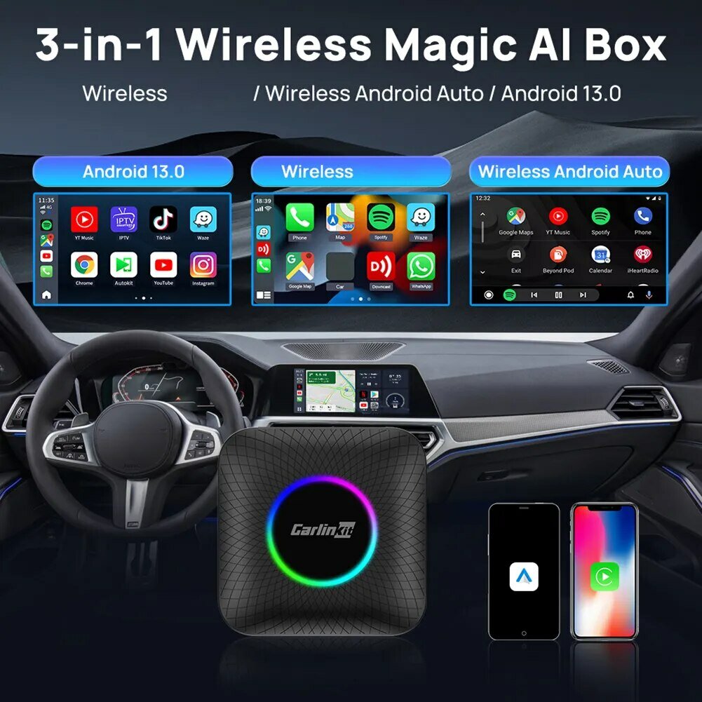 CarlinKit CarPlay Ai Box QCM6125 Android 13 - 8/128 RGB