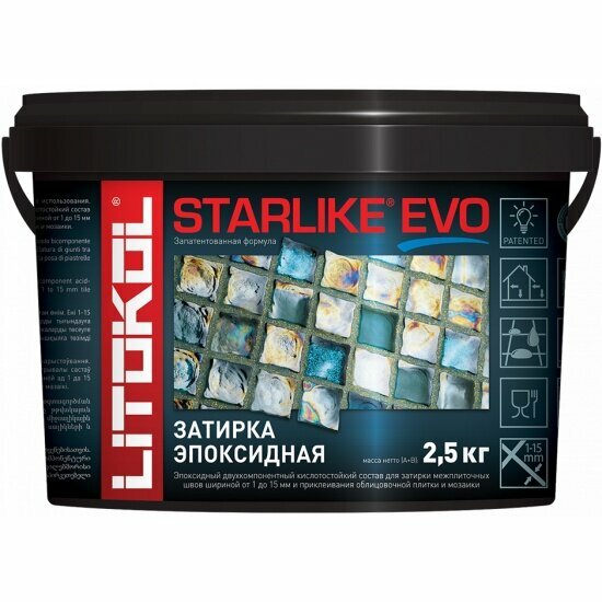 Затирка эпоксидная двухкомпонентная Litokol Starlike Evo S.105, Bianco Titanio, 2,5 кг