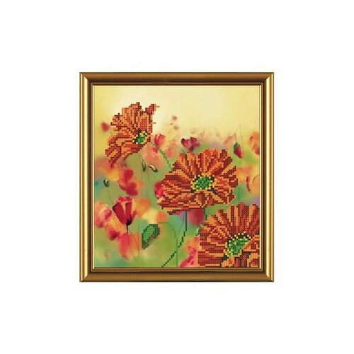 Канва с рисунком для вышивки бисером нова слобода(Nova Sloboda) Пестрые маки, 20*22см, 1шт
