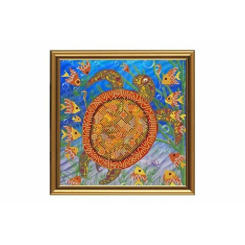 Канва с рисунком для вышивки бисером нова слобода(Nova Sloboda) Морская черепаха, 26*26см, 1шт