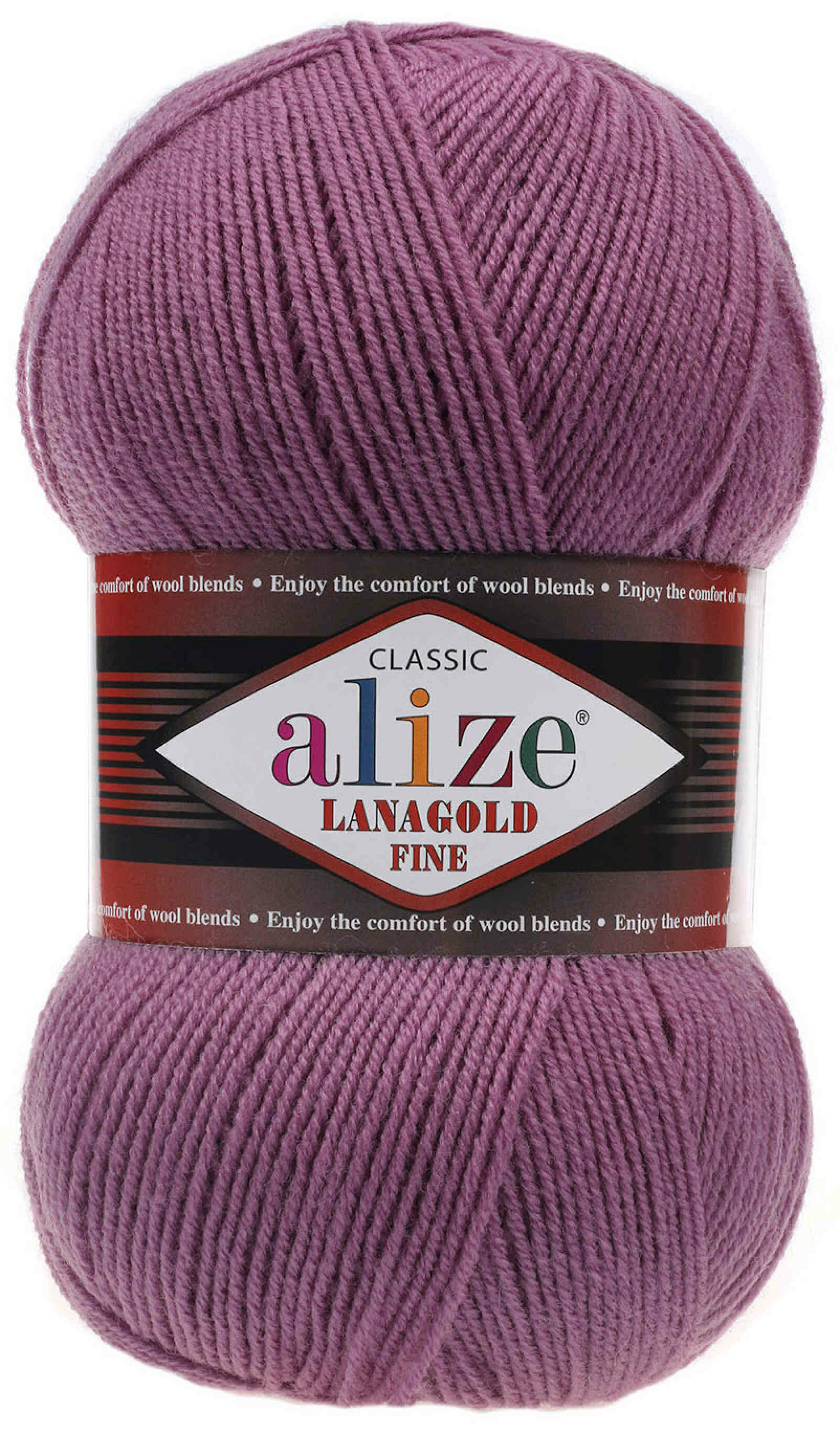 Пряжа Alize Lanagold Fine темная сухая роза (440), 51%акрил/49%шерсть, 390м, 100г, 1шт