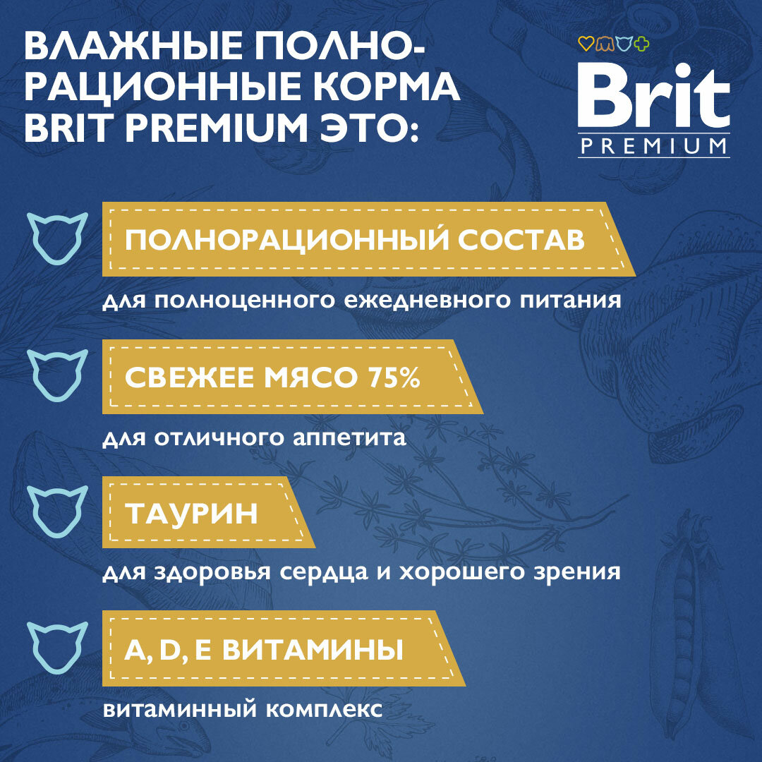 Brit Пауч для взрослых кошек с тунцом в желе 0.085 кг - фотография № 10