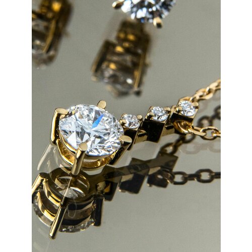 фото Подвеска фамильные бриллианты, желтое золото, 585 проба, бриллиант, размер 1 см.