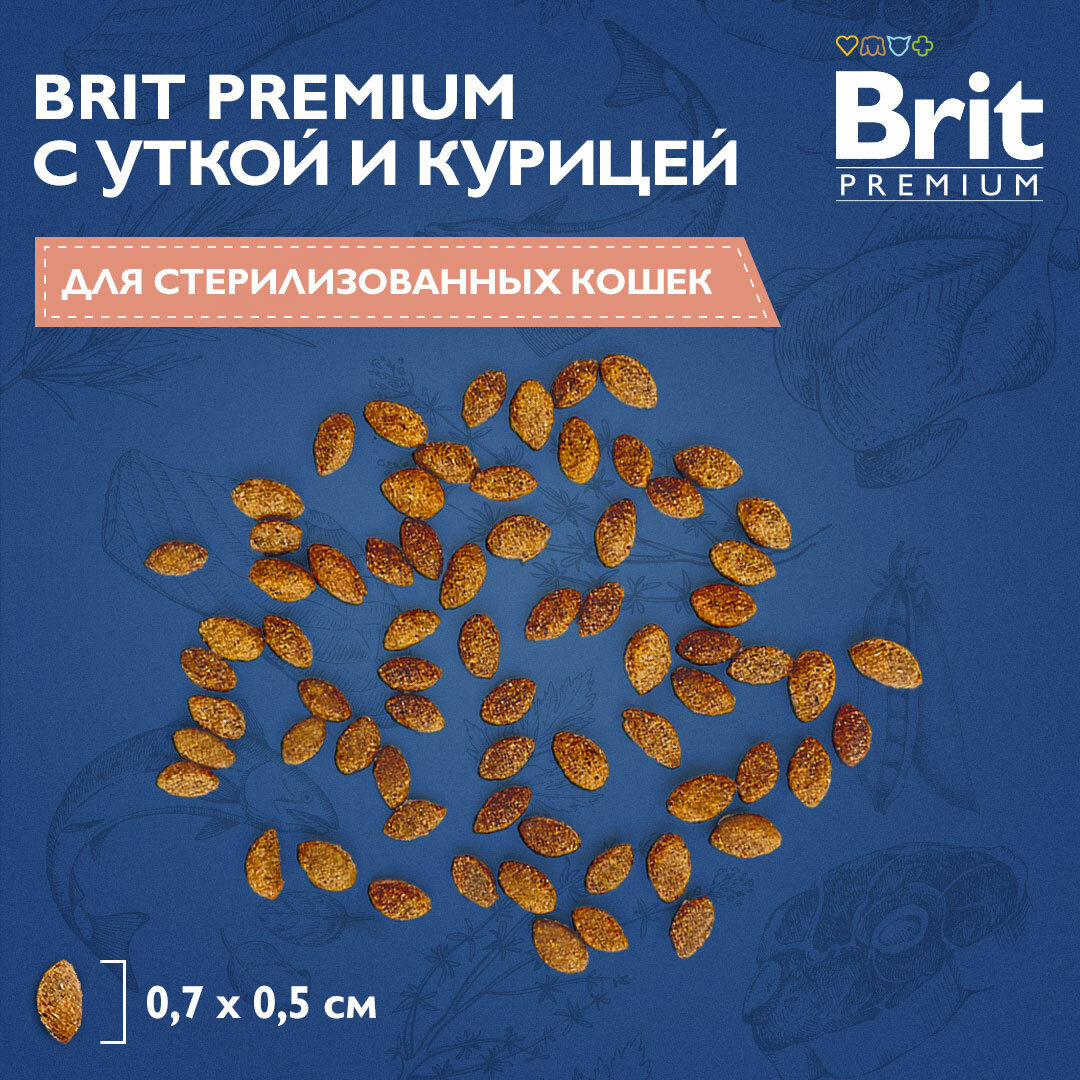 Сухой корм для стерилизованных кошек Brit Premium Sterilised с лососем и курицей 2 кг