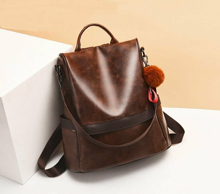Рюкзак женский BOTTONCINI из экокожи, темно-коричневый, р-р 32х33х15 см