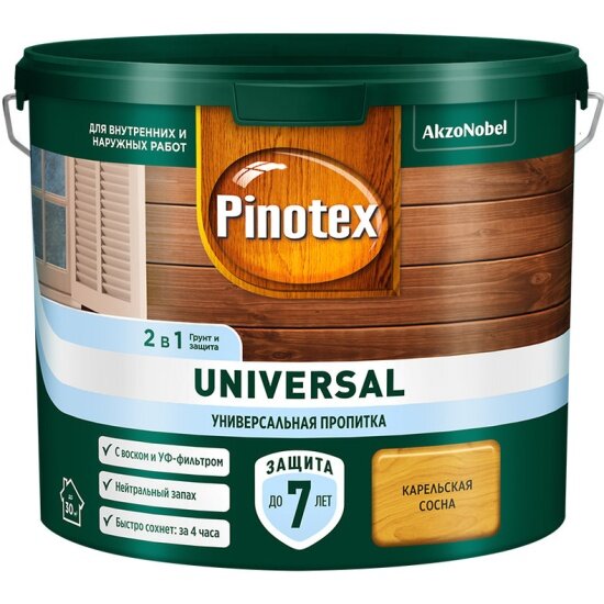 Пропитка Pinotex Пинотекс Универсал 2в1 карельская сосна (9л)