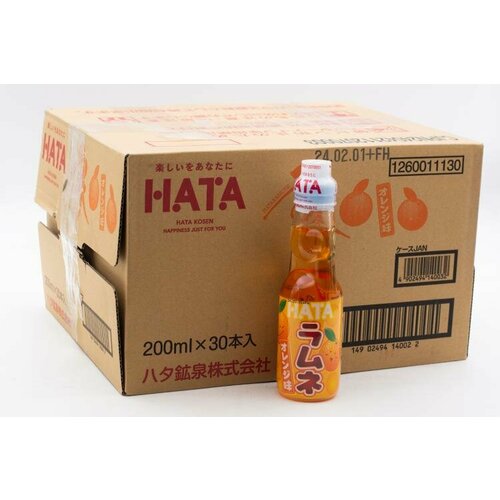 Напиток газированный Hata Kosen Ramune Апельсин 200 мл Упаковка 30 шт