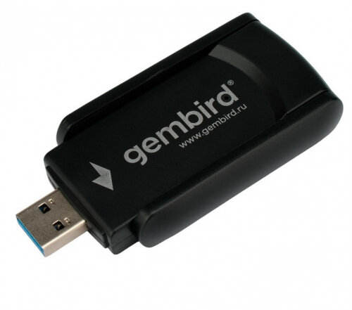 Сетевой адаптер WiFi+Bluetooth Gembird WNP-UA-020 двухдиапазонный с антеннами, 1300 Мбит, USB, 802.11b/a/g/n/ac