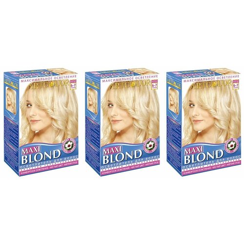 Артколор Осветлитель для волос Maxi Blond, с Экстрактом белого льна, 6-7 тонов, 30 г, 3 шт