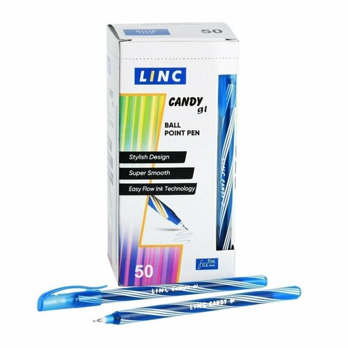 Ручка шариковая Linc Candy (0.3мм, синий цвет чернил) в дисплее, 50шт. (7008/blue)