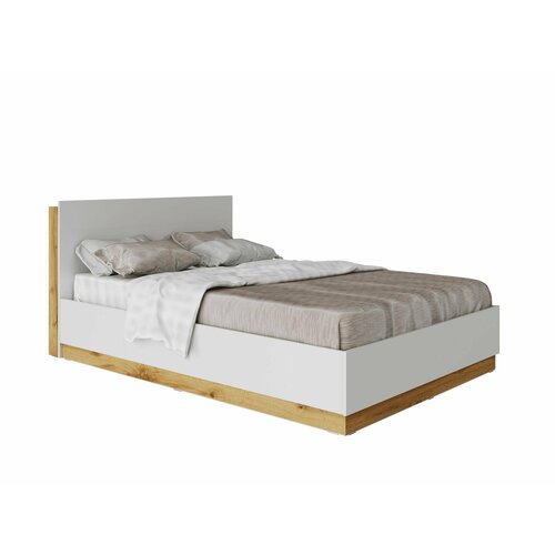 Кровать двуспальная, кровать Fresco с подъемным механизмом 160х200 см, кровать с ящиком для хранения, Белый/Дуб Вотан , 160 х 200 см (ШхВхГ)