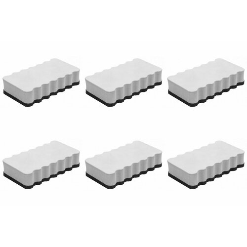 комплект салфеток одноразовых спанлейс белых 5x5 см 100 шт упак x 6 шт Attache Губка-стиратель для магнитно-маркерных досок, 55х105 мм, 6 шт