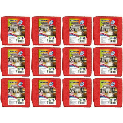 МОЙ ДОМ Салфетка из микрофибры универсальная 30 х 30 см - 12 штук