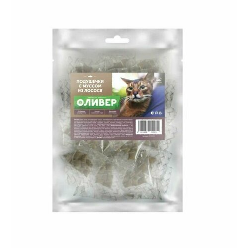 Оливер Лакомство Подушечки для кошек с муссом из лосося 20штх3г