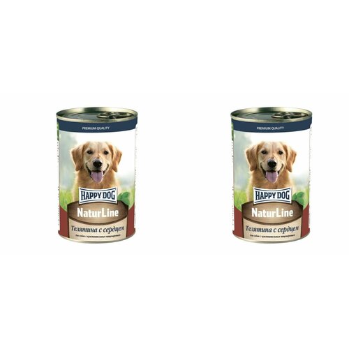 Happy Dog консервы для собак телятина с сердцем, 410 г, 2 шт sirius для взрослых собак всех пород мясной рацион 2 2 кг