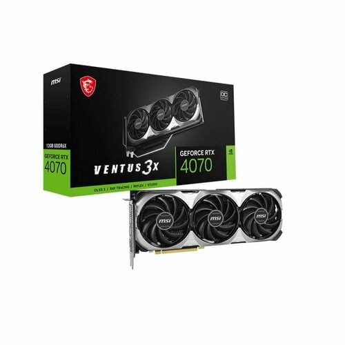 Видеокарта MSI RTX4070 VENTUS 3X E 12GB OC GDDR6X 192-bit HDMI DPx3 3FAN RTL видеокарта msi geforce rtx 4070 12288mb ventus 2x 12g oc rtx 4070 ventus 2x 12g oc 1xhdmi 3xdp ret