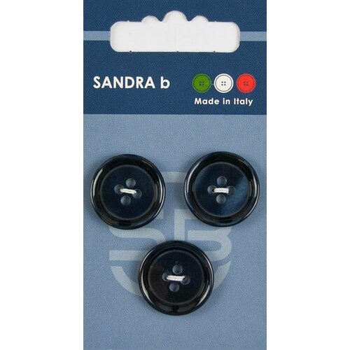 Пуговица Sandra b, круглая, пластиковая, 32L, синяя, 3 шт в упаковке
