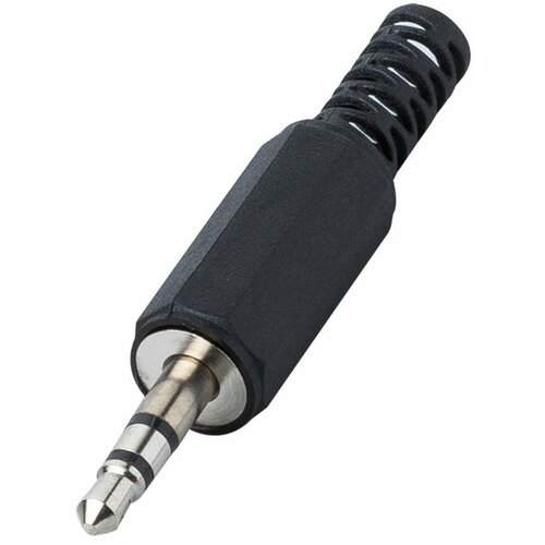 Разъем Mini Jack 3.5 мм штекер штырьевой GSMIN JS02 под пайку пластик на кабель 3pin (Черный)