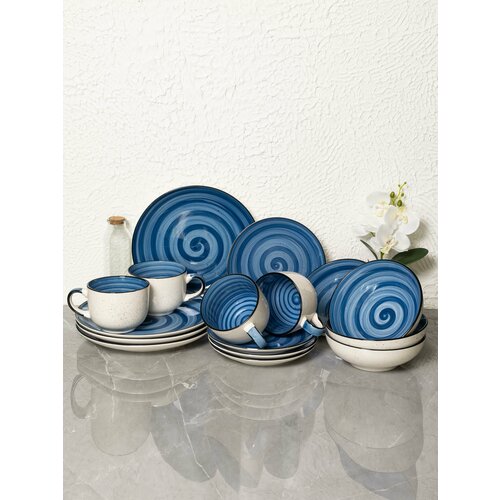 Набор посуды столовой 16 предметов керамика Аэрограф Речной бриз