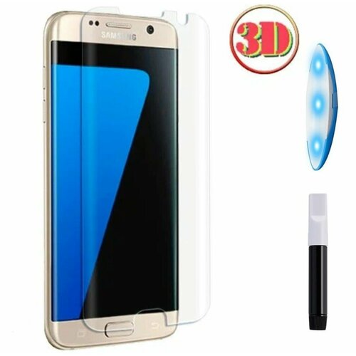 Samsung Galaxy S7 Edge Защитное стекло 3D (UV Glue) (клей + УФ лампа) самсунг галакси с7 эйдж защита экрана 9h защитное стекло 3d изогнутое для samsung galaxy s7 edge silver