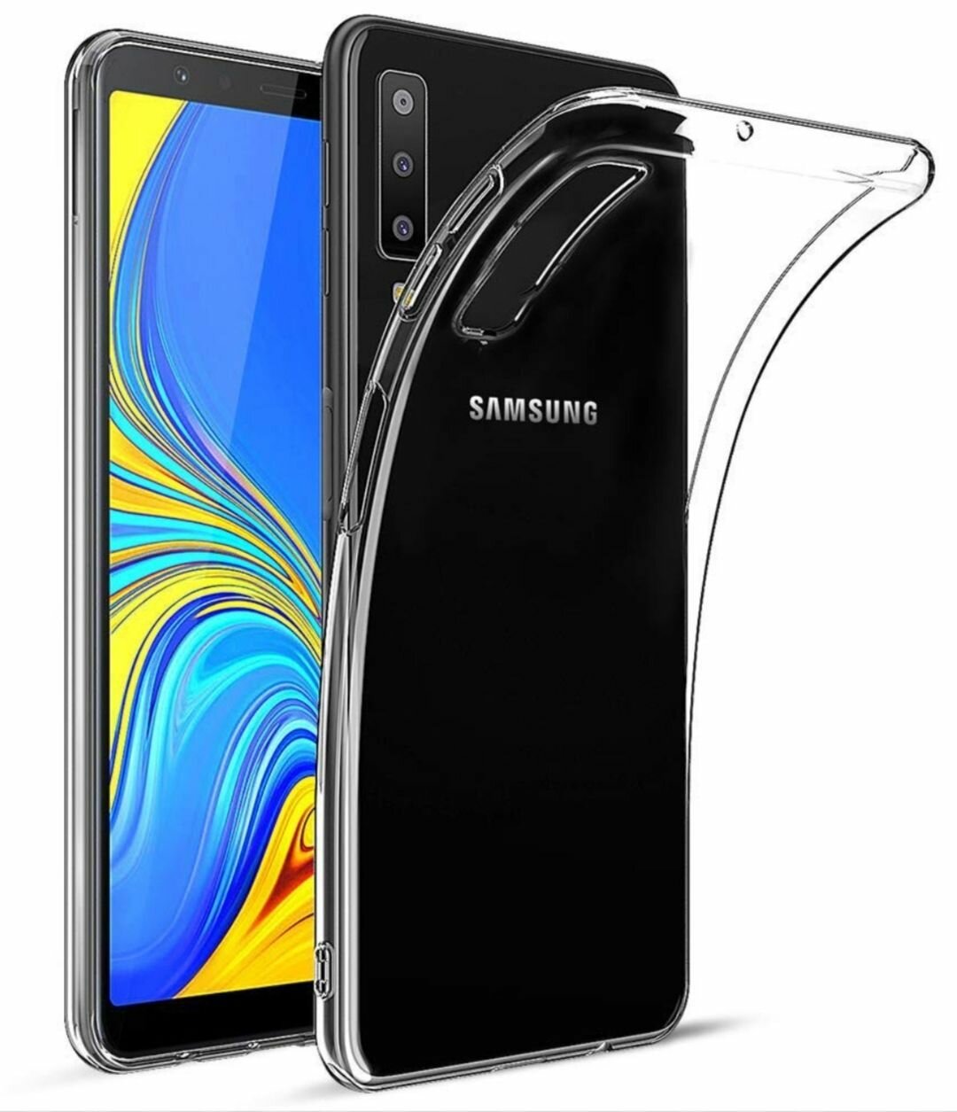 Силиконовый прозрачный чехол для Samsung Galaxy A7 2018 , Самсунг галакси А7