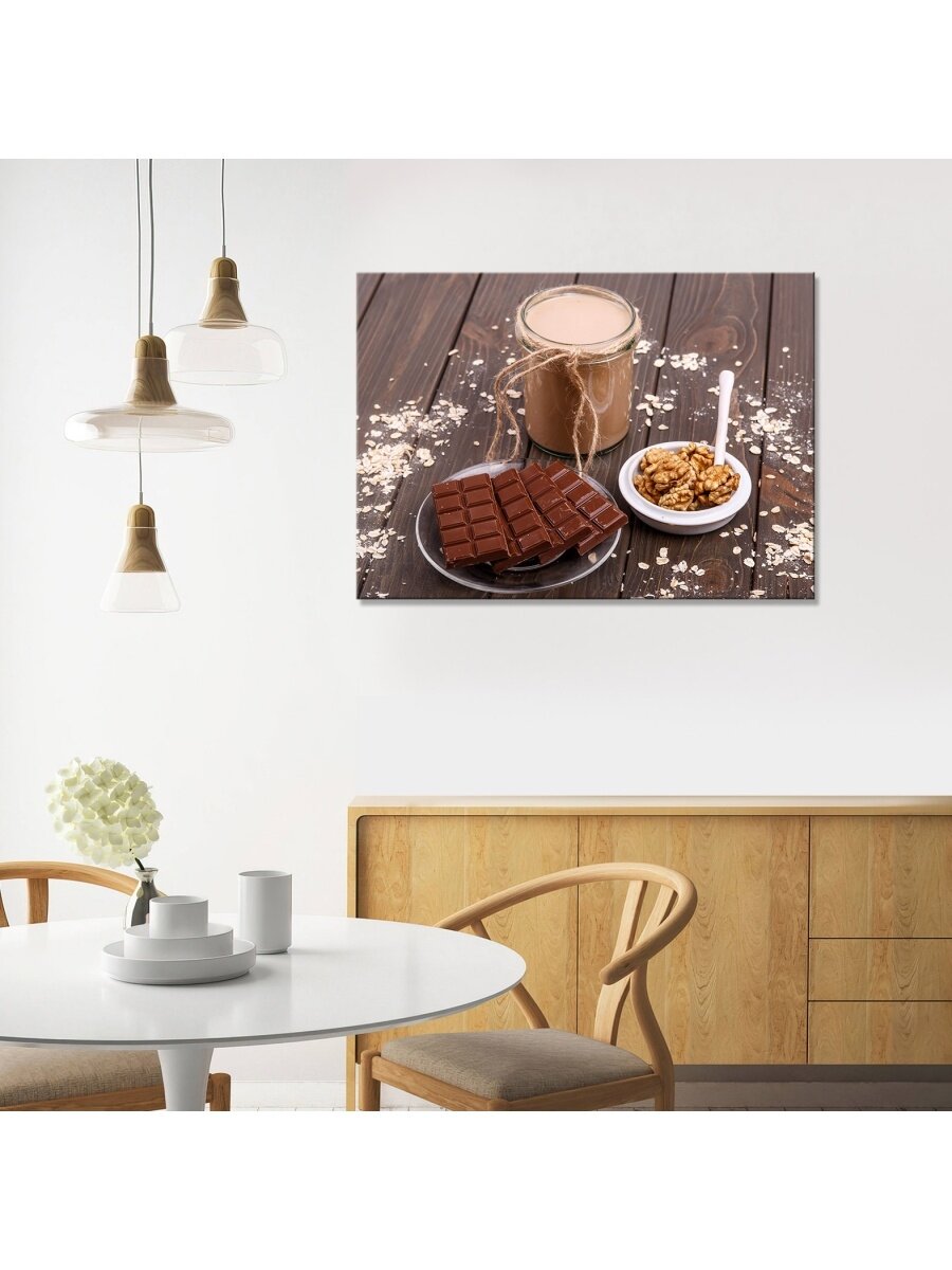 Картина на холсте с подрамником Какао шоколад и грецкие орехи 40х60