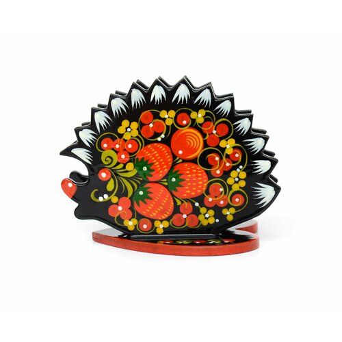 Салфетница деревянная хохлома Ёжик 610₽