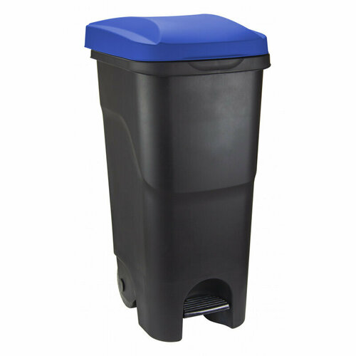 Контейнер для раздельного сбора мусора Idea 85 л пластик на 2-х колесах с педалю синий/черный (86×39×39 см)