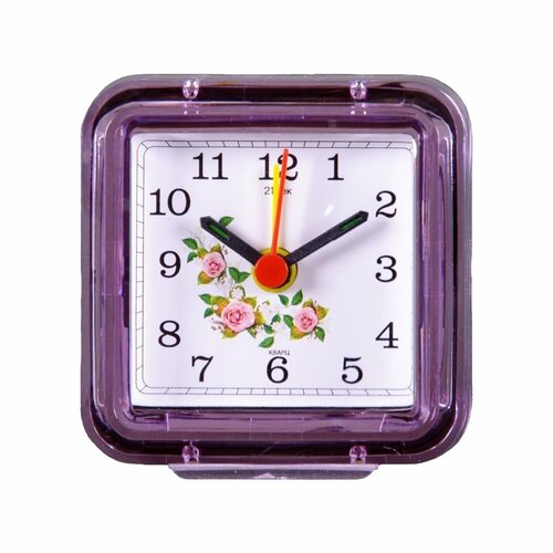 Будильник кварцевый 21 век корпус розовый Розочки В1-007 371₽