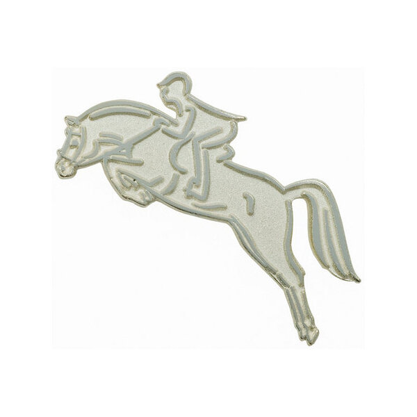 Значок металлический HappyROSS "Прыжок лошади", серебряный, 33х22мм, без упаковки (Германия)