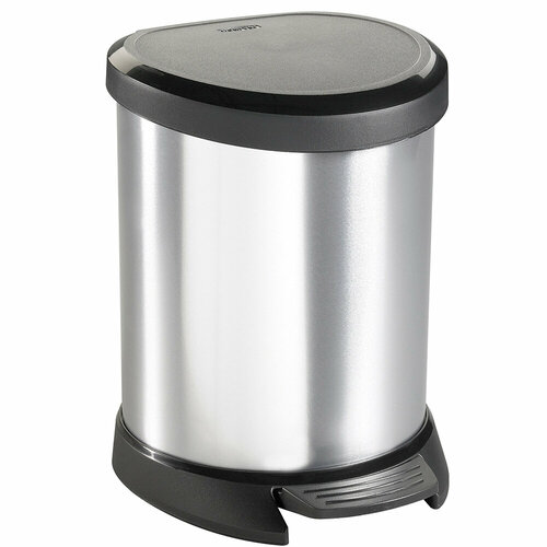 Ведро для мусора с педалью CURVER DECO BIN METAL-SILV/FOIL 5L