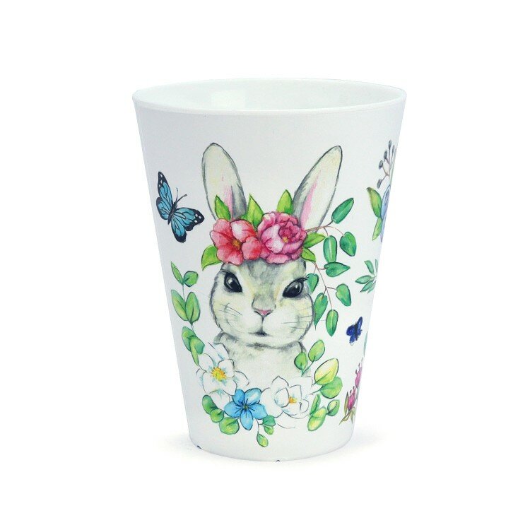 фото Стакан пластиковый ND Play с декором "Кроль-Вилль", Цветочная Зая, 420 мл, белый (305627)