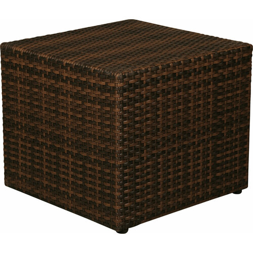 Столик Würfel, стеклянная столешница, искусственный ротанг, 50х50, под кожу