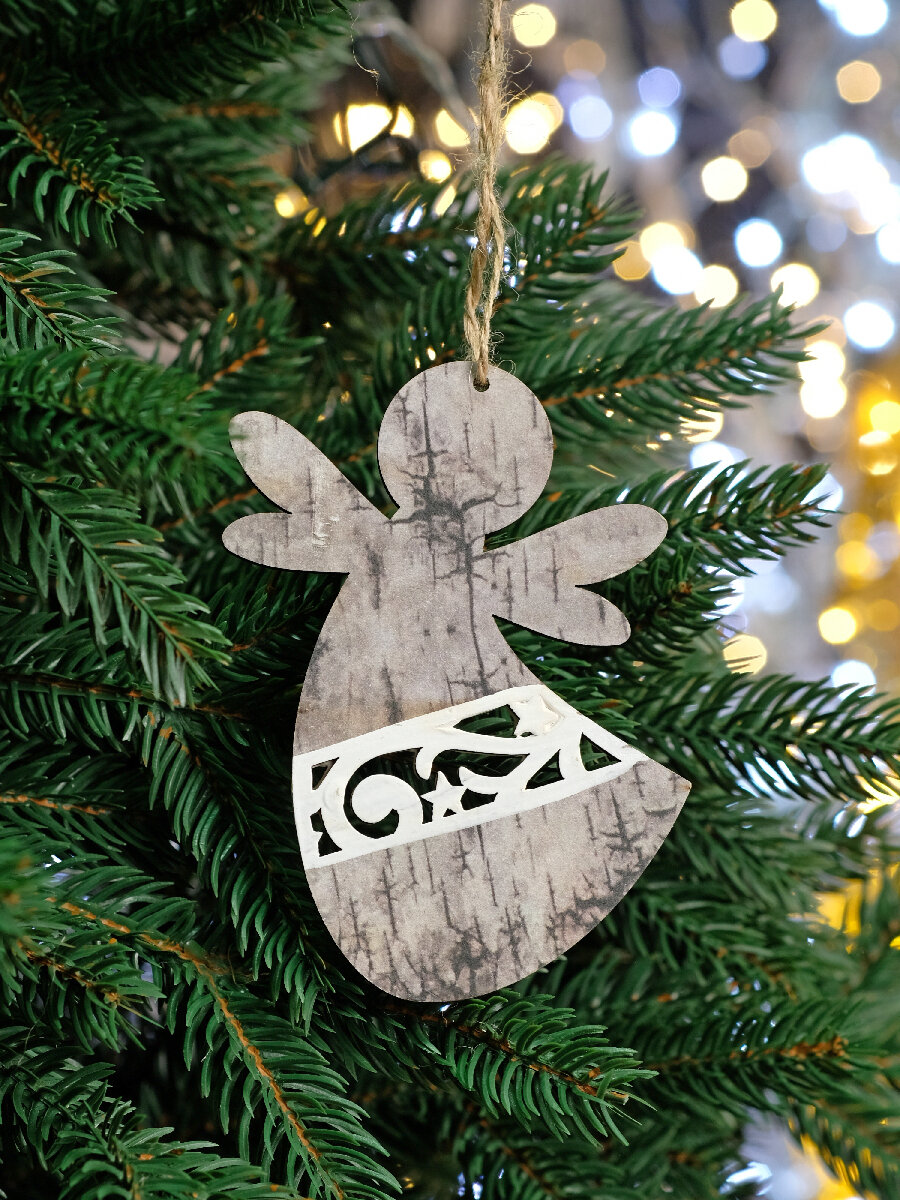 Рождественская декорация из дерева Ангел 11 см, 2 шт
