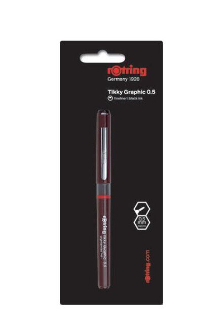Ручка для черчения Rotring Tikky Graphic 0.5мм черн.:черные корпус бордовый - фото №10