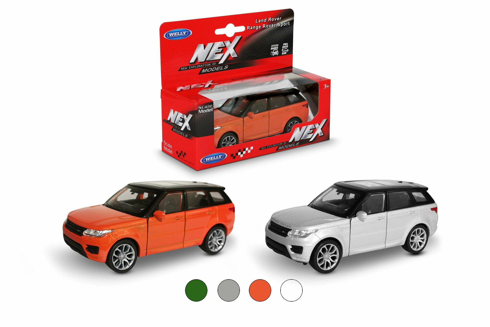 Машинка WELLY LAND ROVER RANGE ROVER SPORT / модель машины 1:38 с пружинным механизмом / цвет в ассортименте