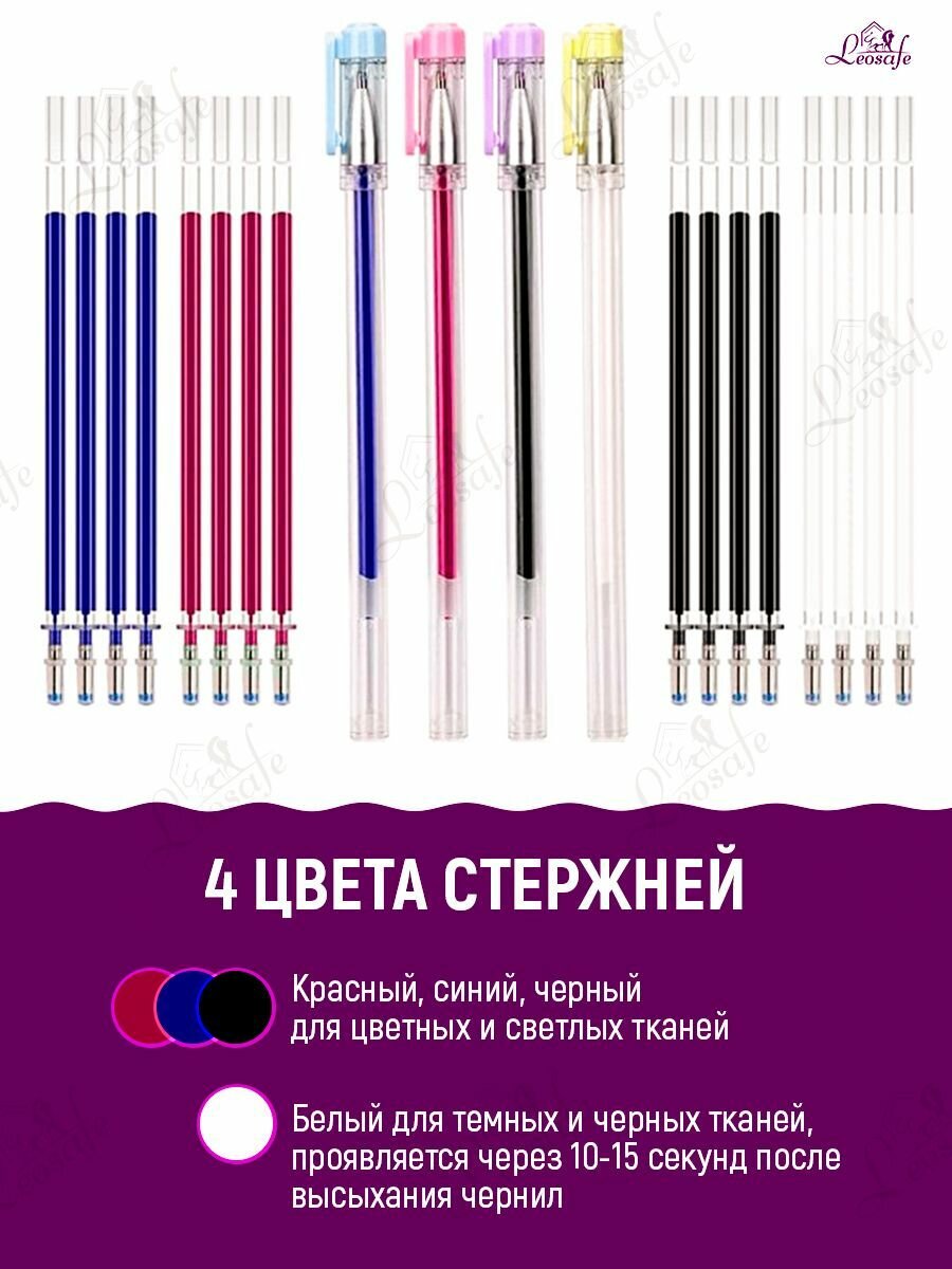 Ручки для ткани термоисчезающие, маркеры с исчезающими чернилами для шитья и выкройки, набор 20 термо стержней