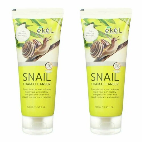 Ekel Пенка Foam Cleanser Snail для умывания омолаживающая с Улиточным муцином 100 мл 2 шт