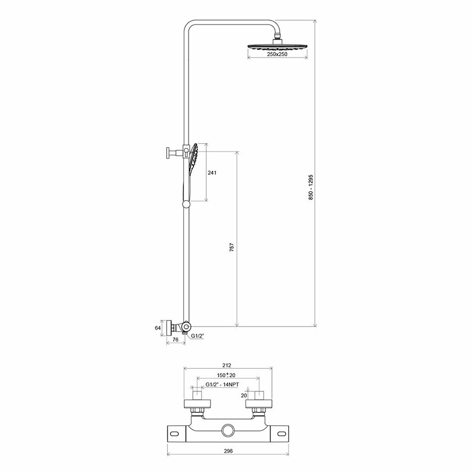 Termo 300 TE 093.00/150 X070099 Смеситель для душа (1/2", двухзахватный, термостат, картридж) Ravak - фото №20