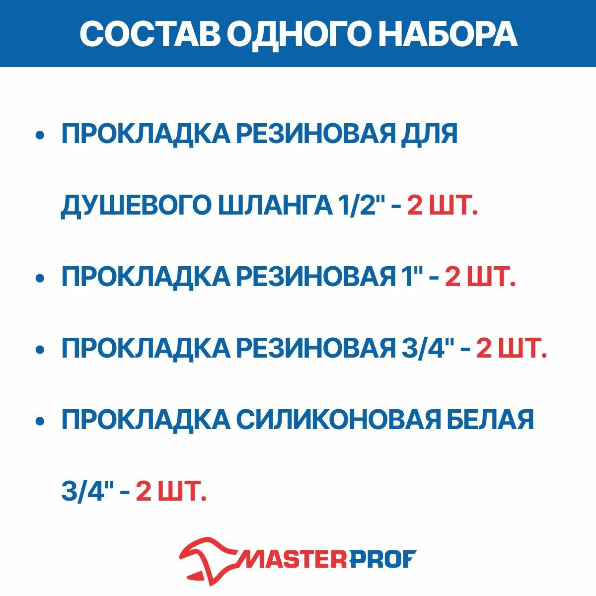 Набор прокладок для сантехнических приборов 10 комплектов