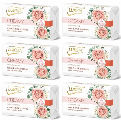Luksja Крем-мыло туалетное Роза и Протеины молока, 90 г, 6 шт