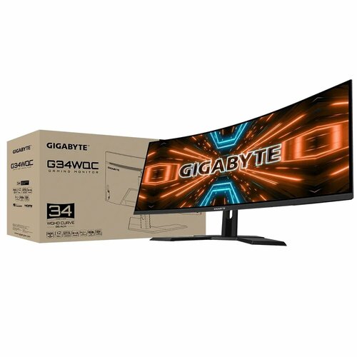 Монитор GIGABYTE G34WQC A-EK 34' Curved 3440x1440, VA, 178/178, 1 (MPRT)мс, 144Hz, 350nit, 2DP/2HDMI, noUSB, 2x2W, HT, 1y