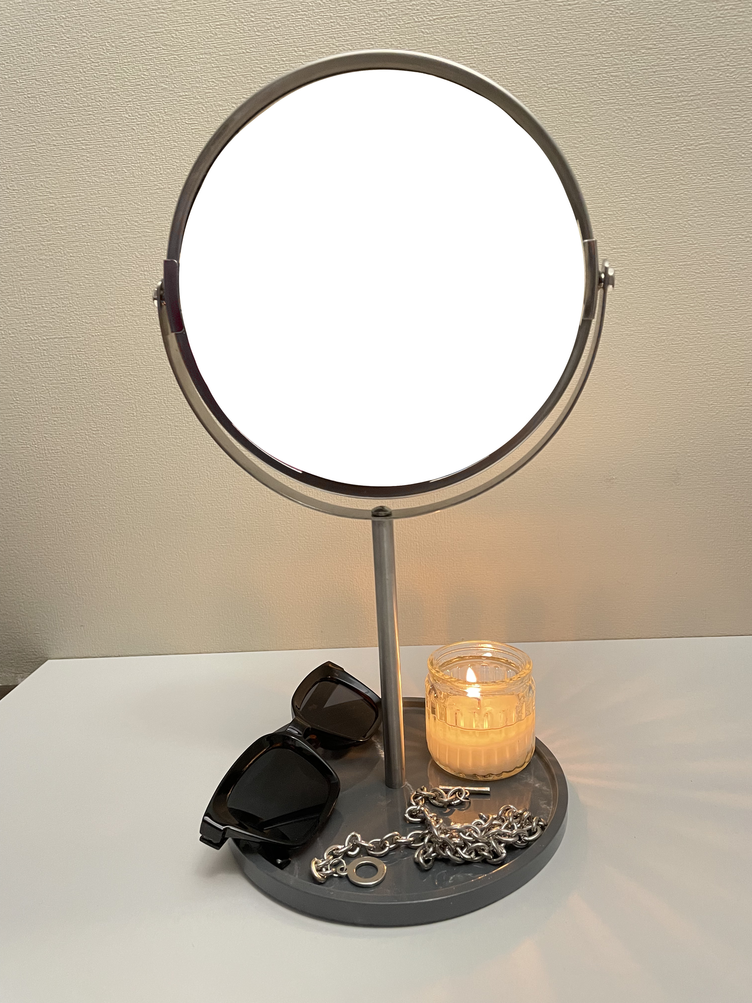 Настольное зеркало Haifisсh на подставке из литьевого мрамора, серый мрамор