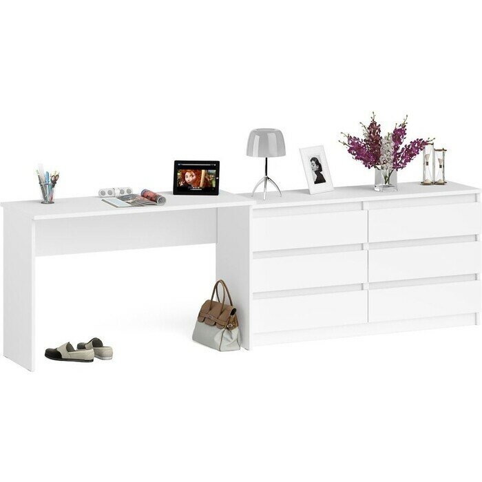 фото Комплект СВК Мори Стол письменный МСП1200.1 + Комод МК1380.6, цвет графит/белый