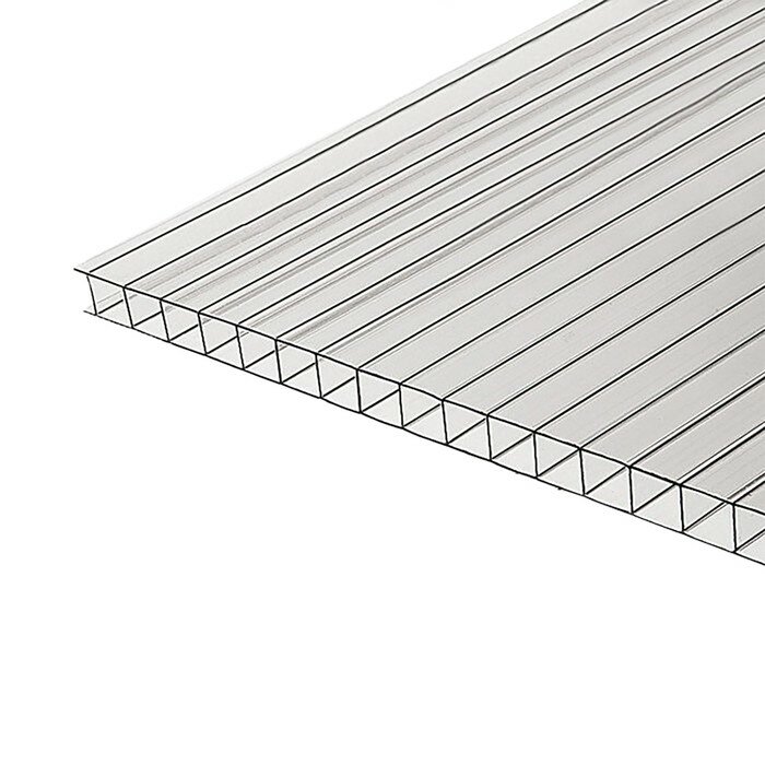 фото Сотовый поликарбонат 6 мм, 2,1х6м, УФ- защита, 0,70кг/м2, прозрачный 9615122