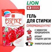 LION Гель концентрат для стирки белья c кондиционером Essence Red Passion / Жидкий стиральный порошок, средство для белых, цветных и черных вещей, одежды / японские технологии, 400 мл