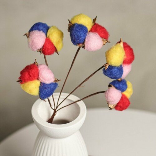 Декор сухоцвет Хлопок d-5 см 30 см микс набор 5шт 884₽